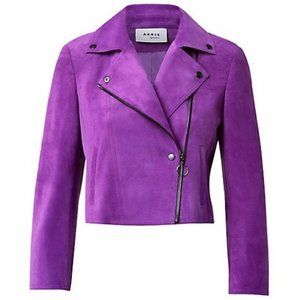 Akris Punto Purple Suede Biker Jacket | size 16 | NWT